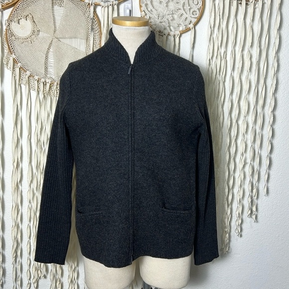 Eileen Fisher Gray Boiled Wool Zip Front Jacket Size Small - Picture 1 of 14